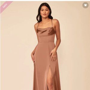 Azazie Clove Stretch Satin Dress, Dress Color: Bronzer, Size A2